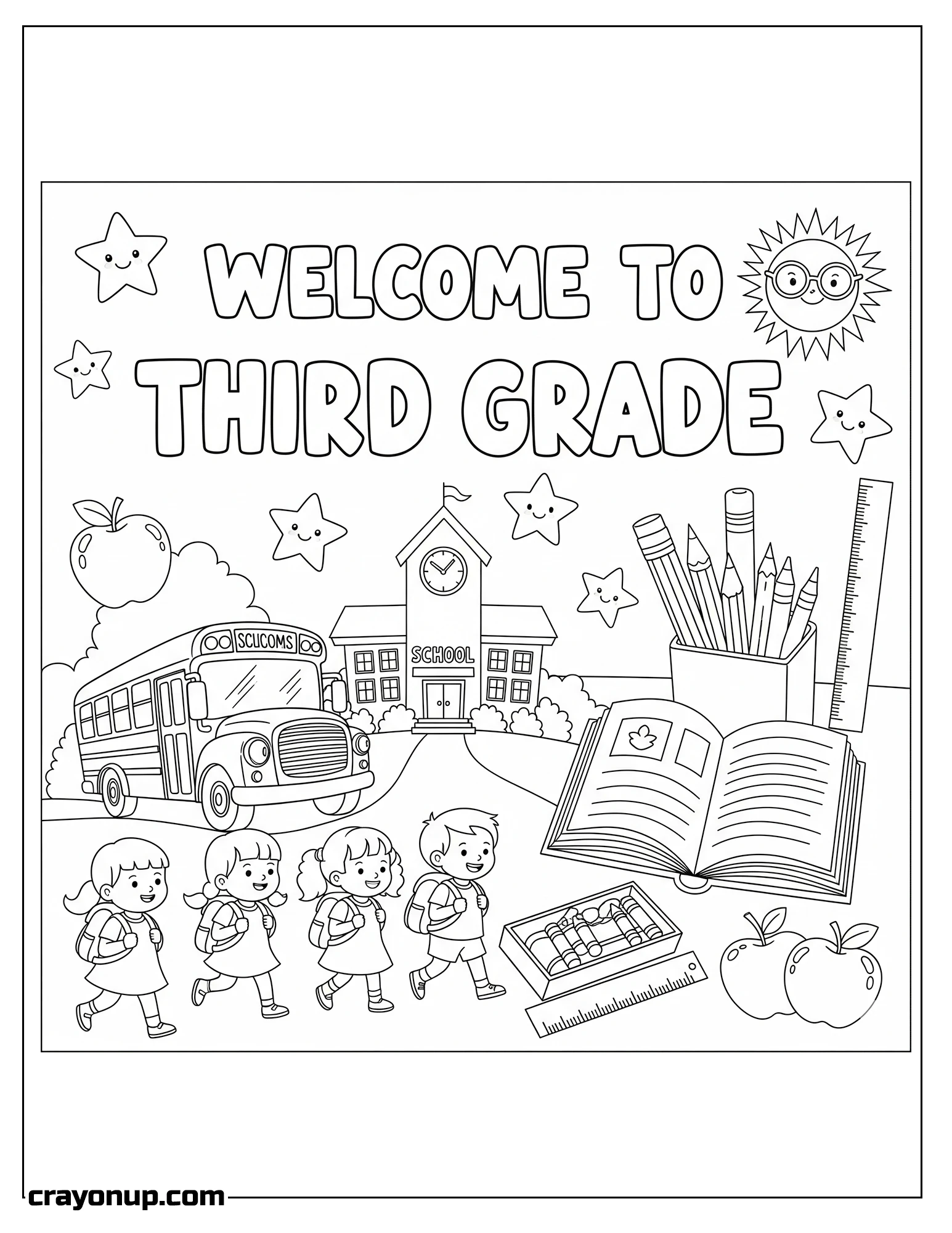 Coloring Page of Printable Welcome to Third Grade Coloring Sheet