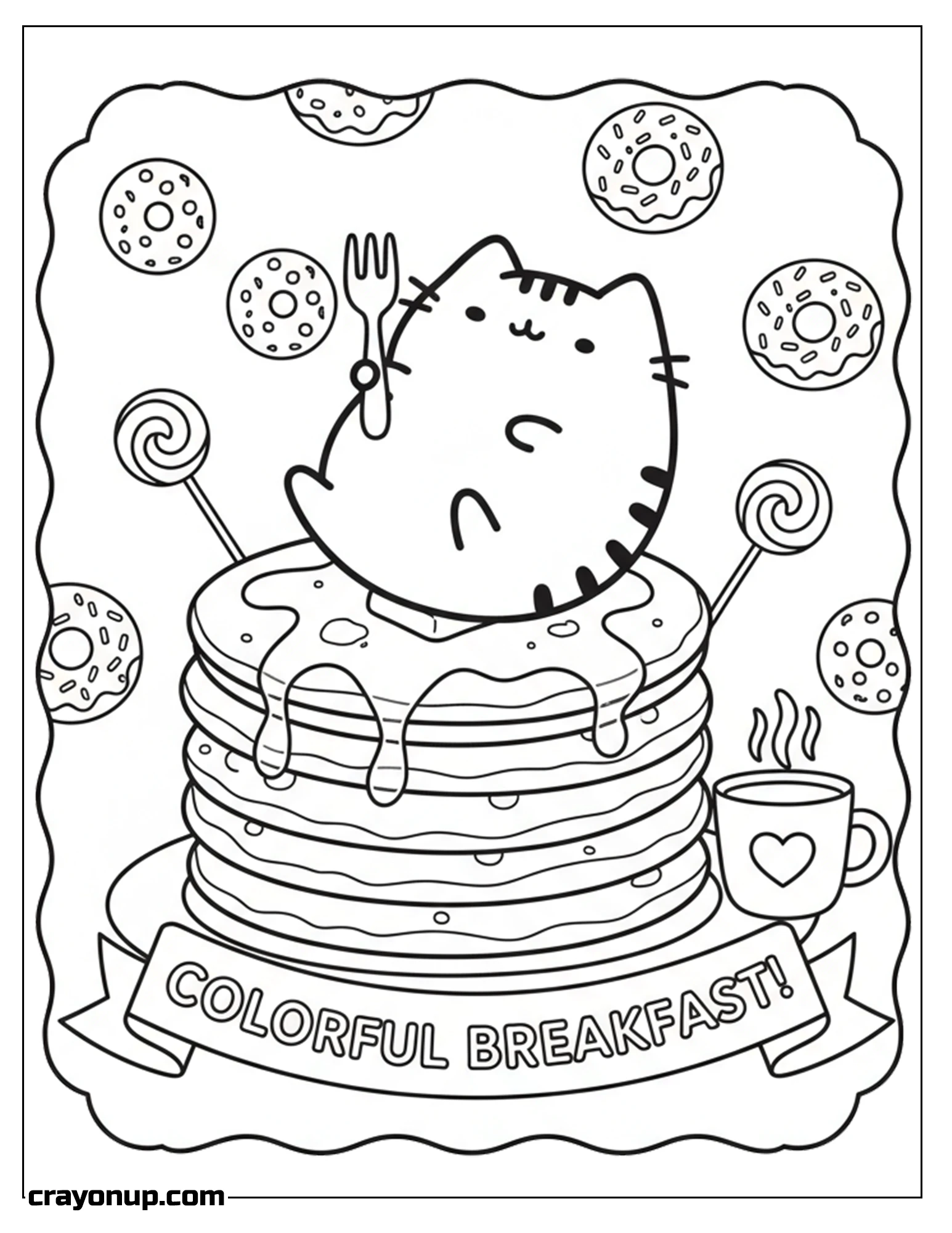 Coloring Page of Pusheen Breakfast Coloring Page – Simple & Fun