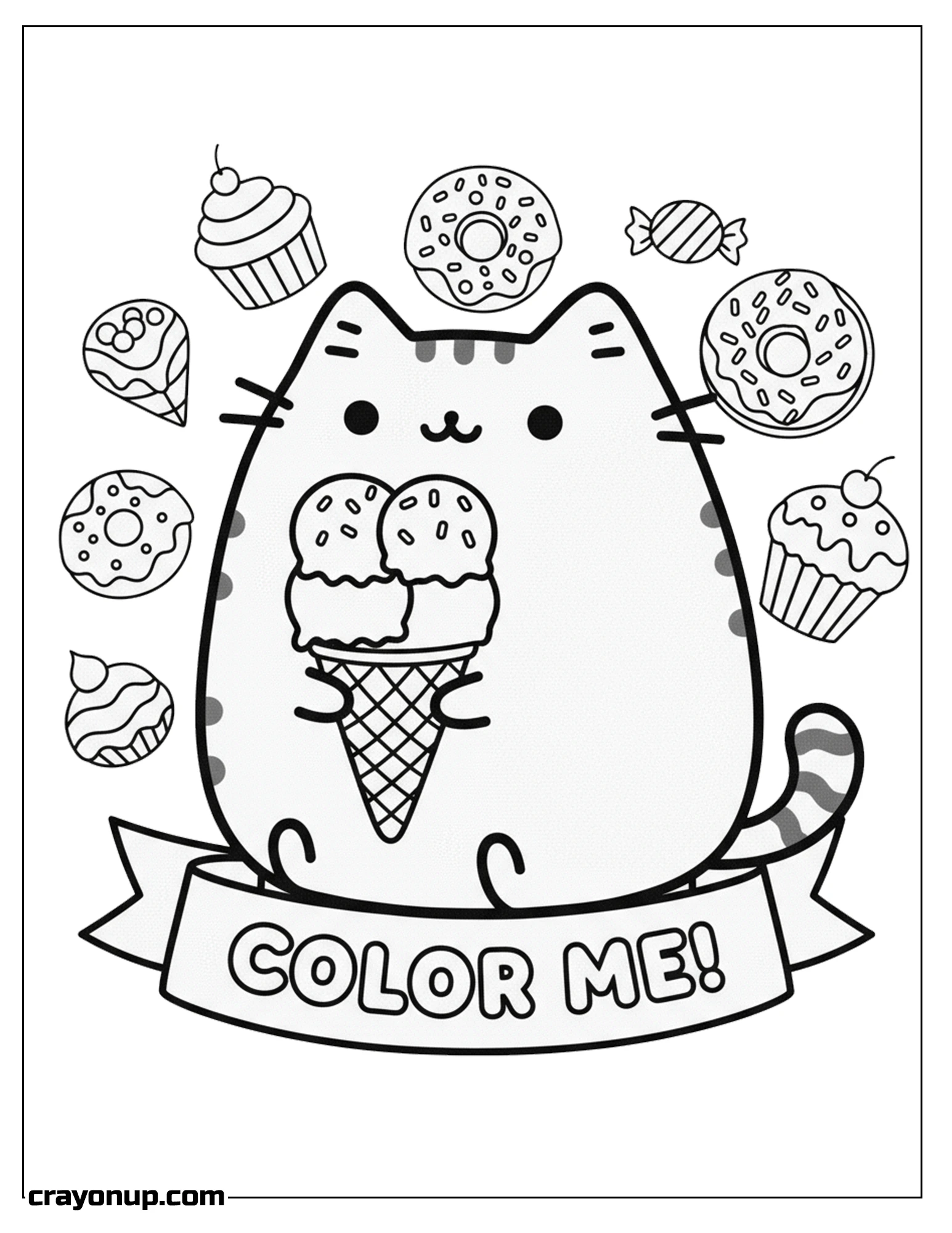 Coloring Page of Pusheen Cute Coloring Sheet to Print