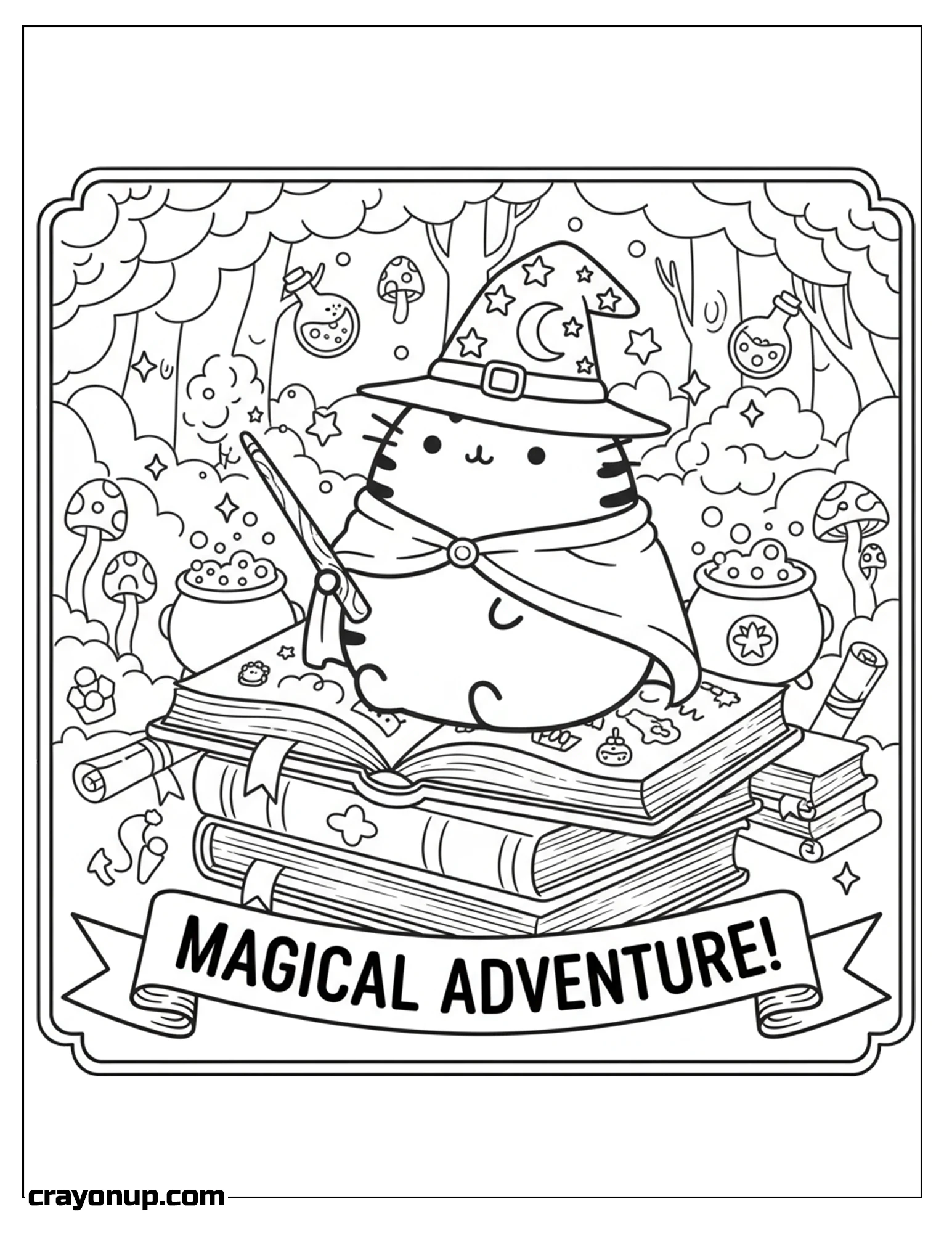 Coloring Page of Pusheen Magical Adventure Simple Coloring Sheet to Color