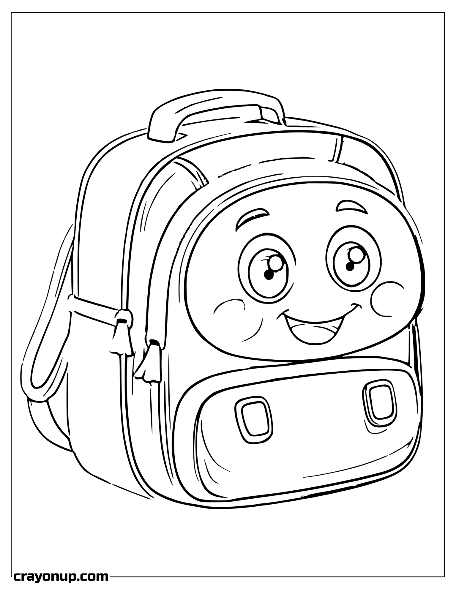 omyy Coloring Page of School backpack with Cute Smile