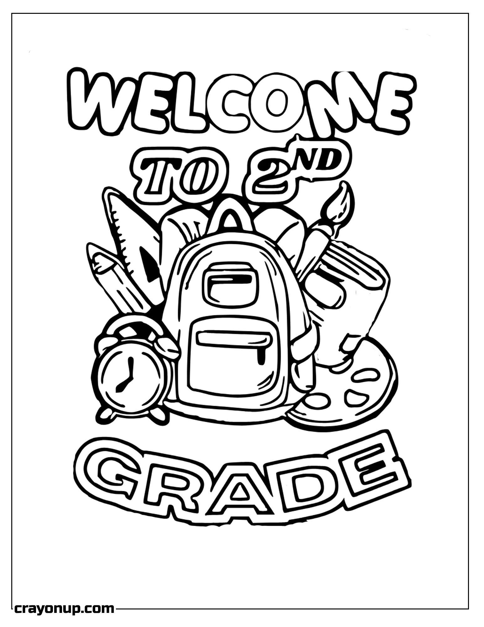 omyy Coloring Page of School Supplies Welcome to Second Grade to Color