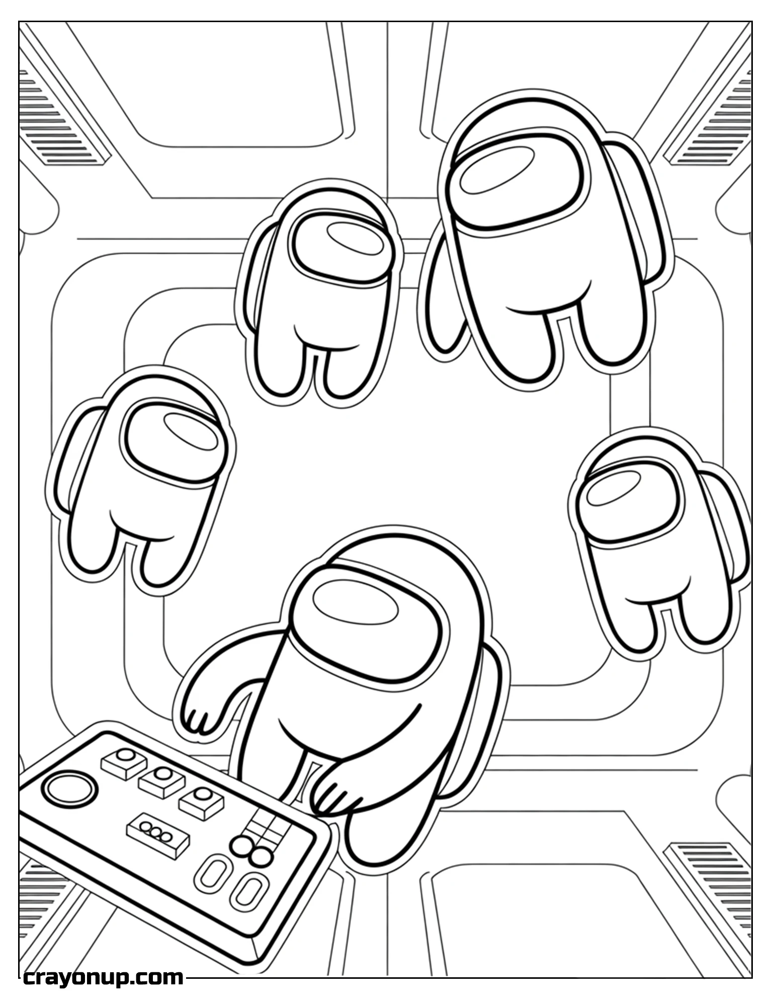 Coloring Page of Simple Among Us Kawaii Coloring Sheet