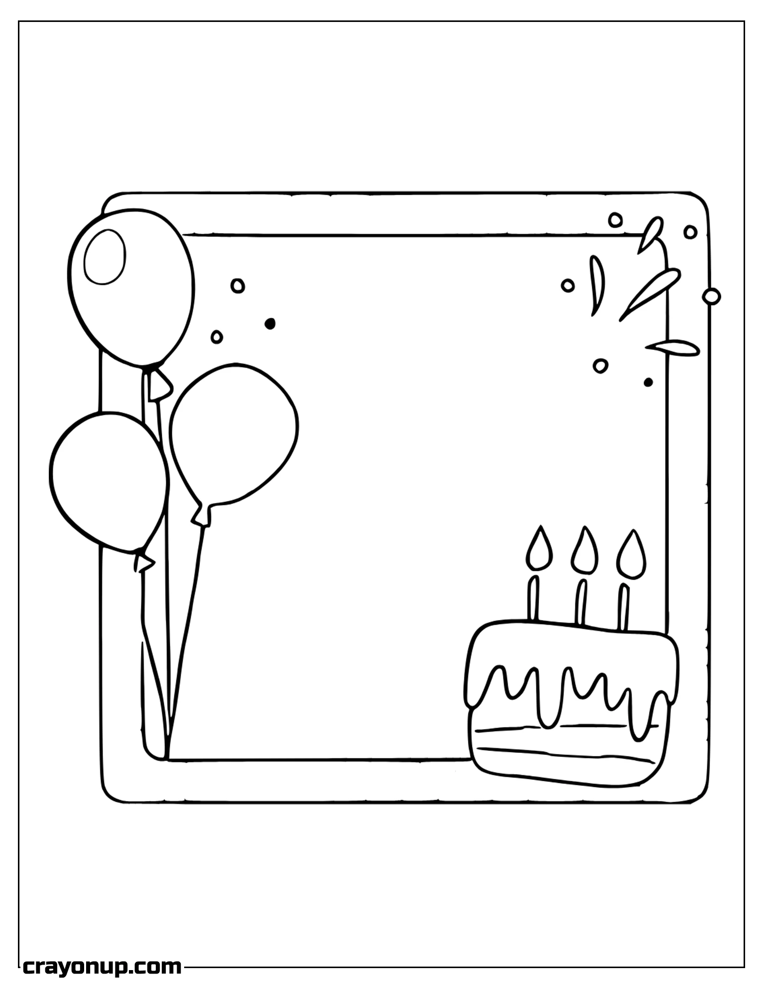 Coloring Page of Simple Birthday Celebration Card To Color