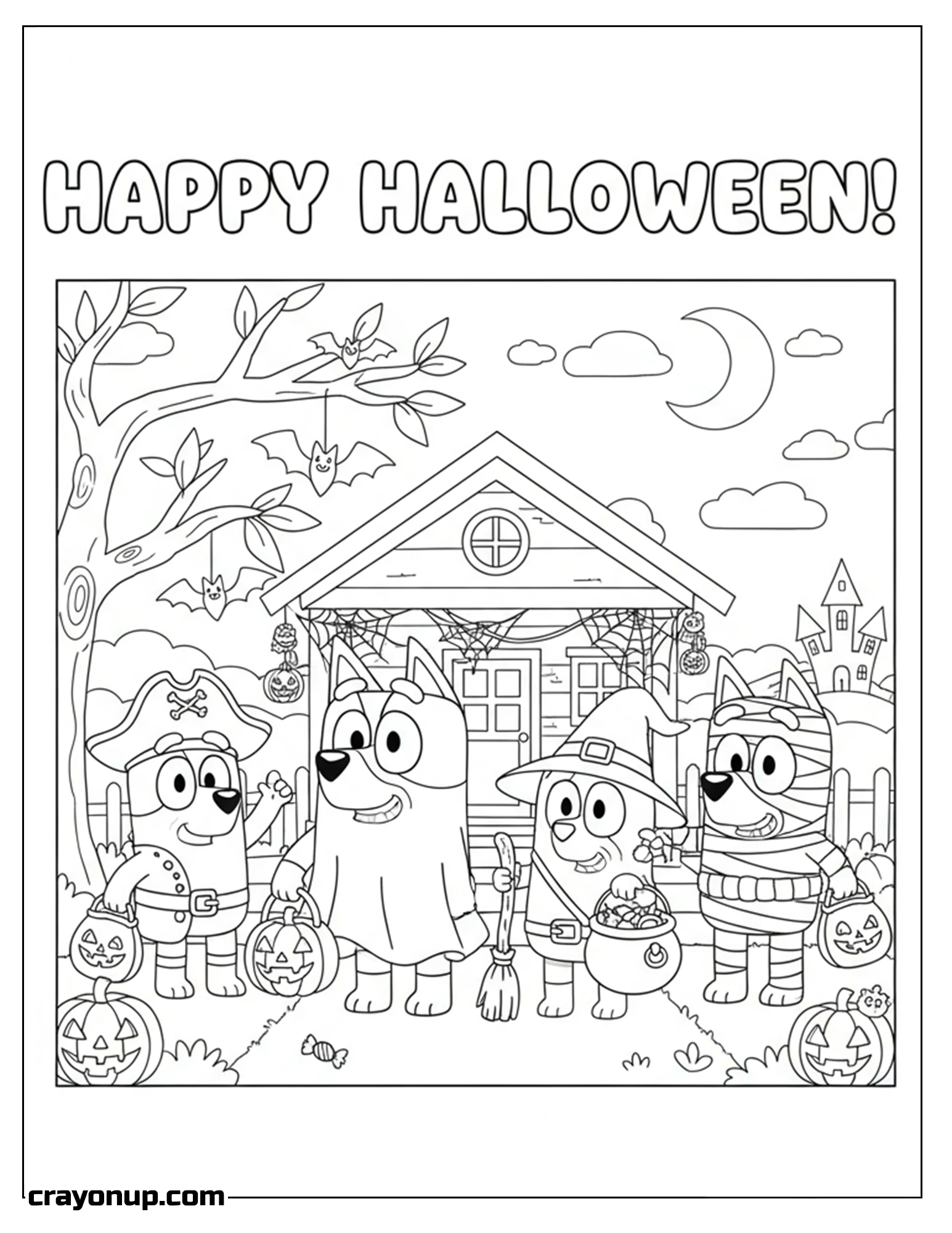 Coloring Page of Simple Bluey Halloween Coloring Page to Color
