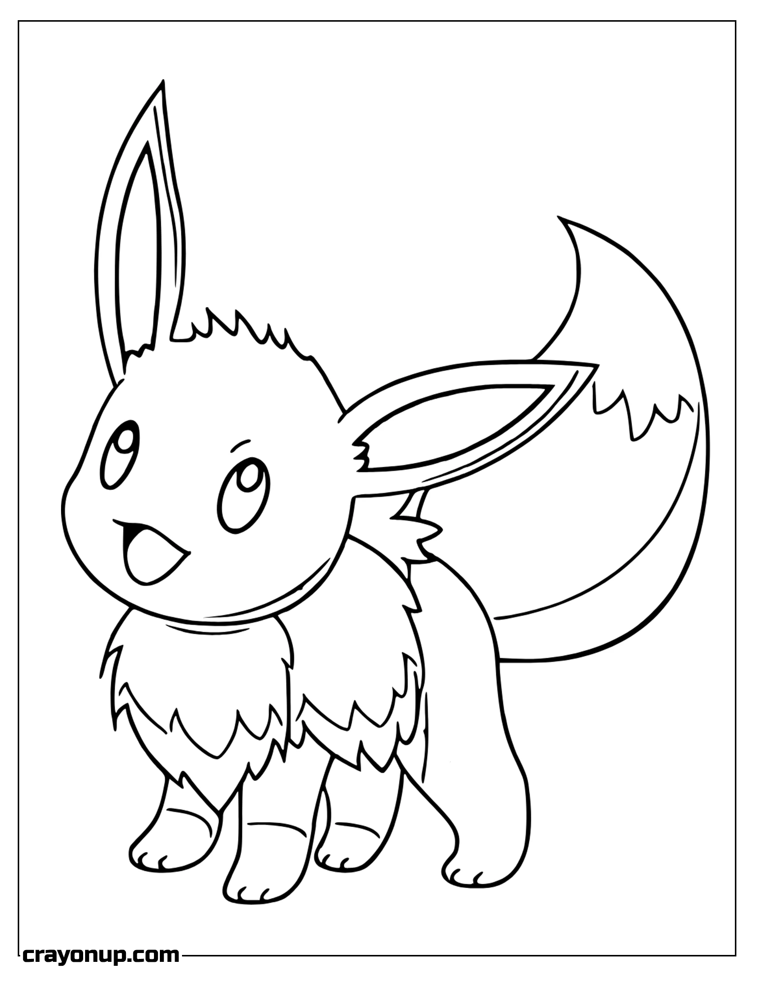 Coloring Page of Simple Coloring Sheet Eevee Pokemon Character For Kids