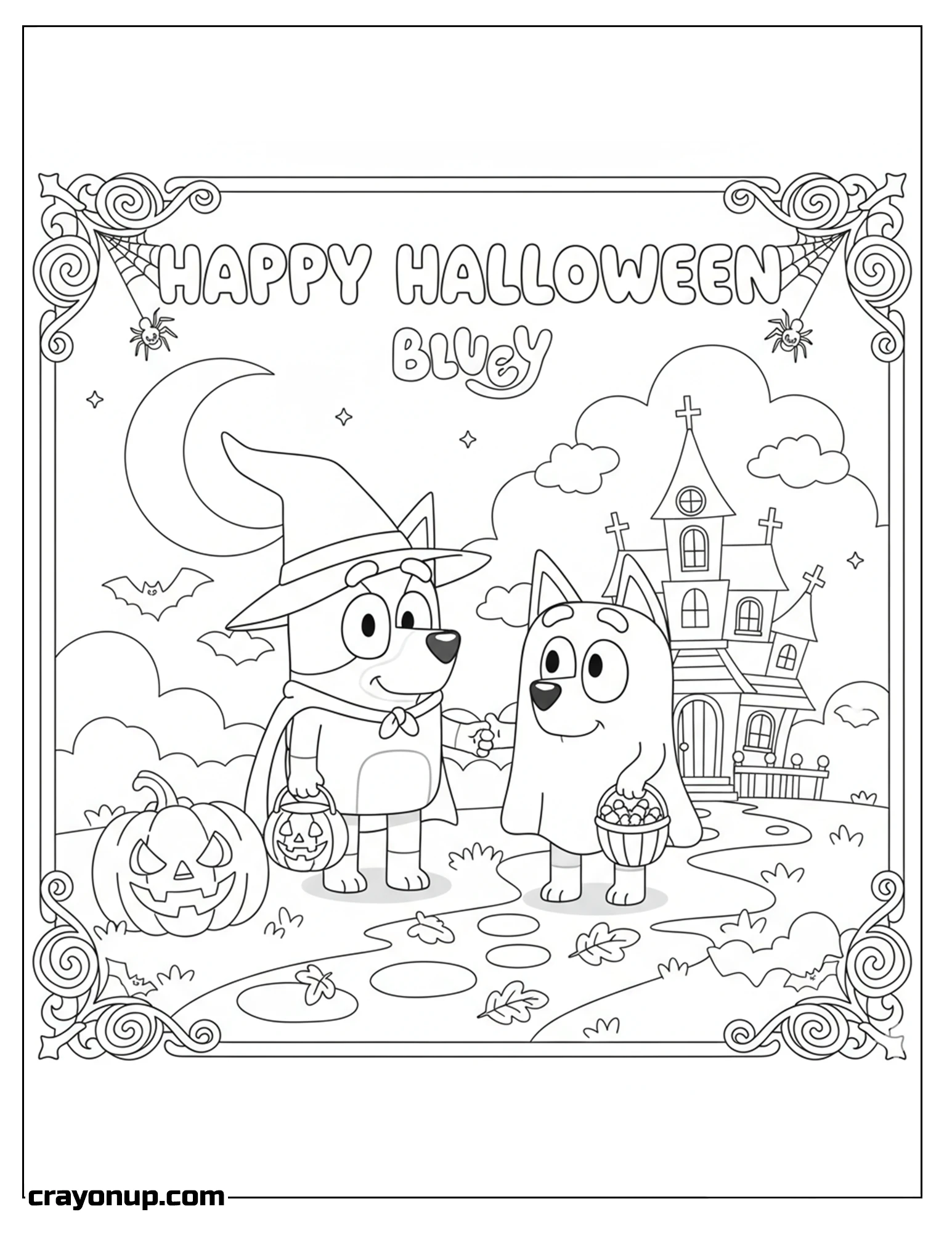 Coloring Page of Simple & Cute Bluey Halloween Coloring Page