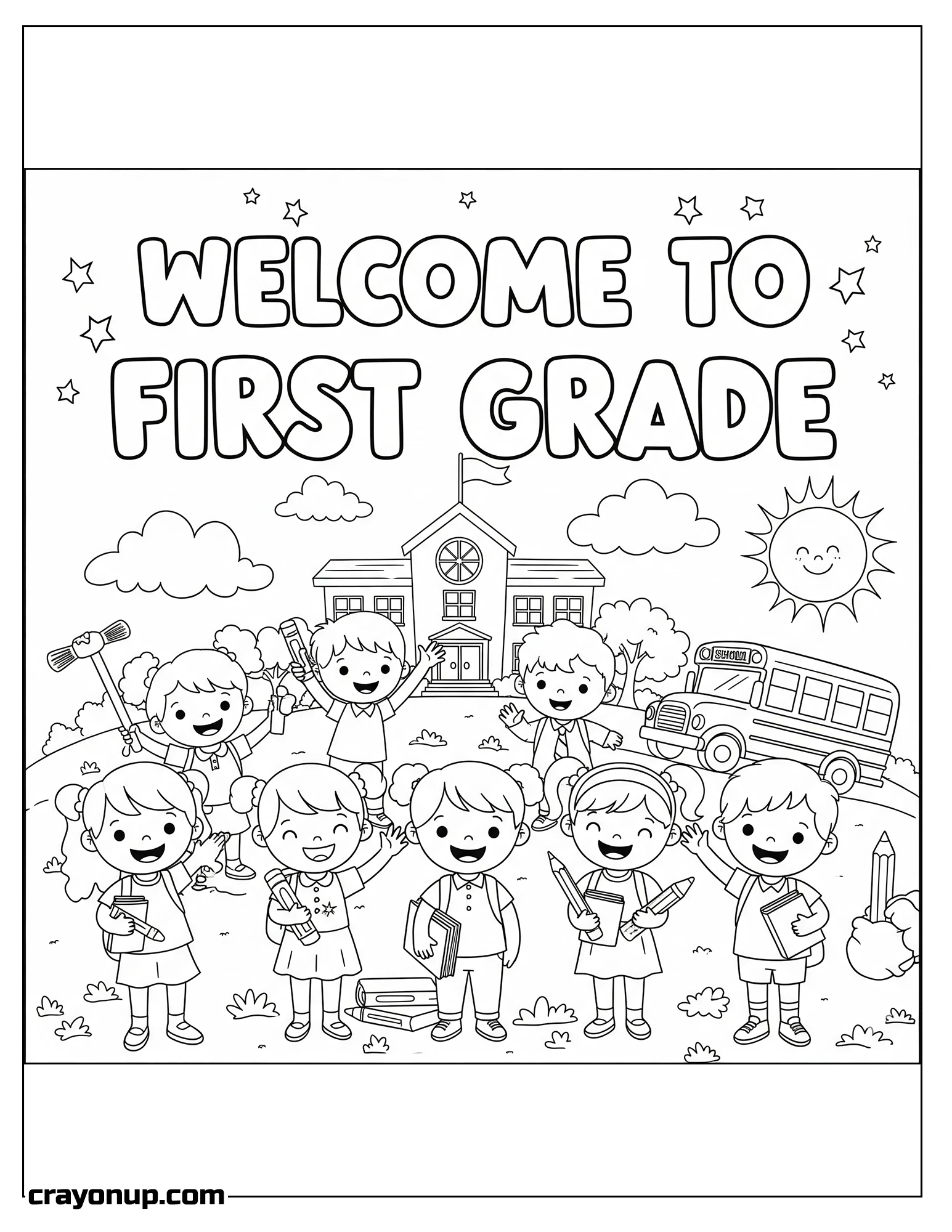 Coloring Page of Simple & Cute First Grade Coloring Page Printable