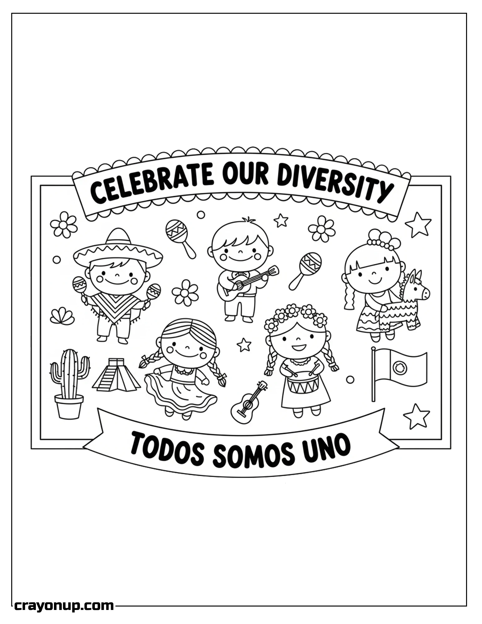Coloring Page of Simple & Cute Hispanic Heritage Month Coloring Page