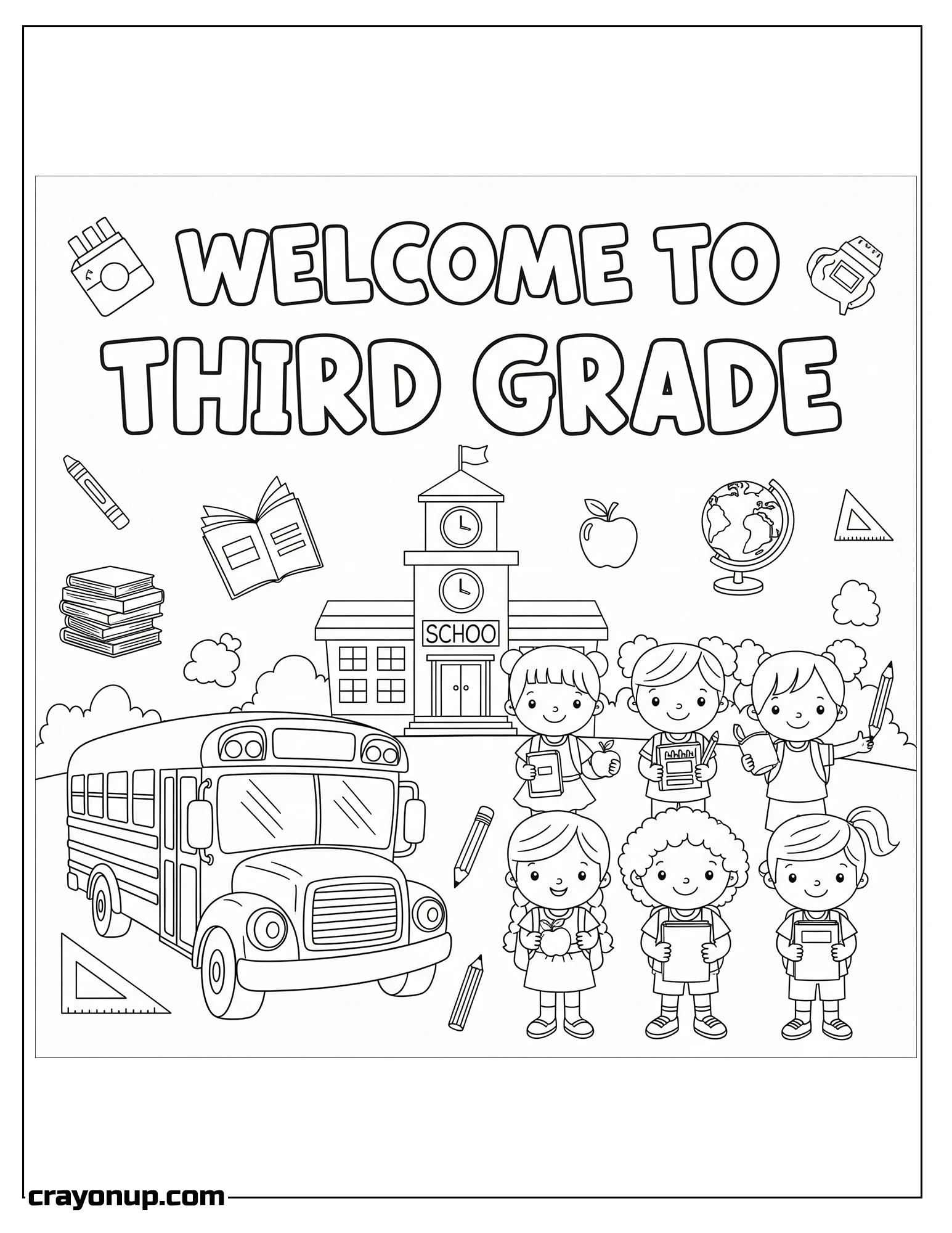 Coloring Page of Simple & Cute Third Grade Coloring Page Printable