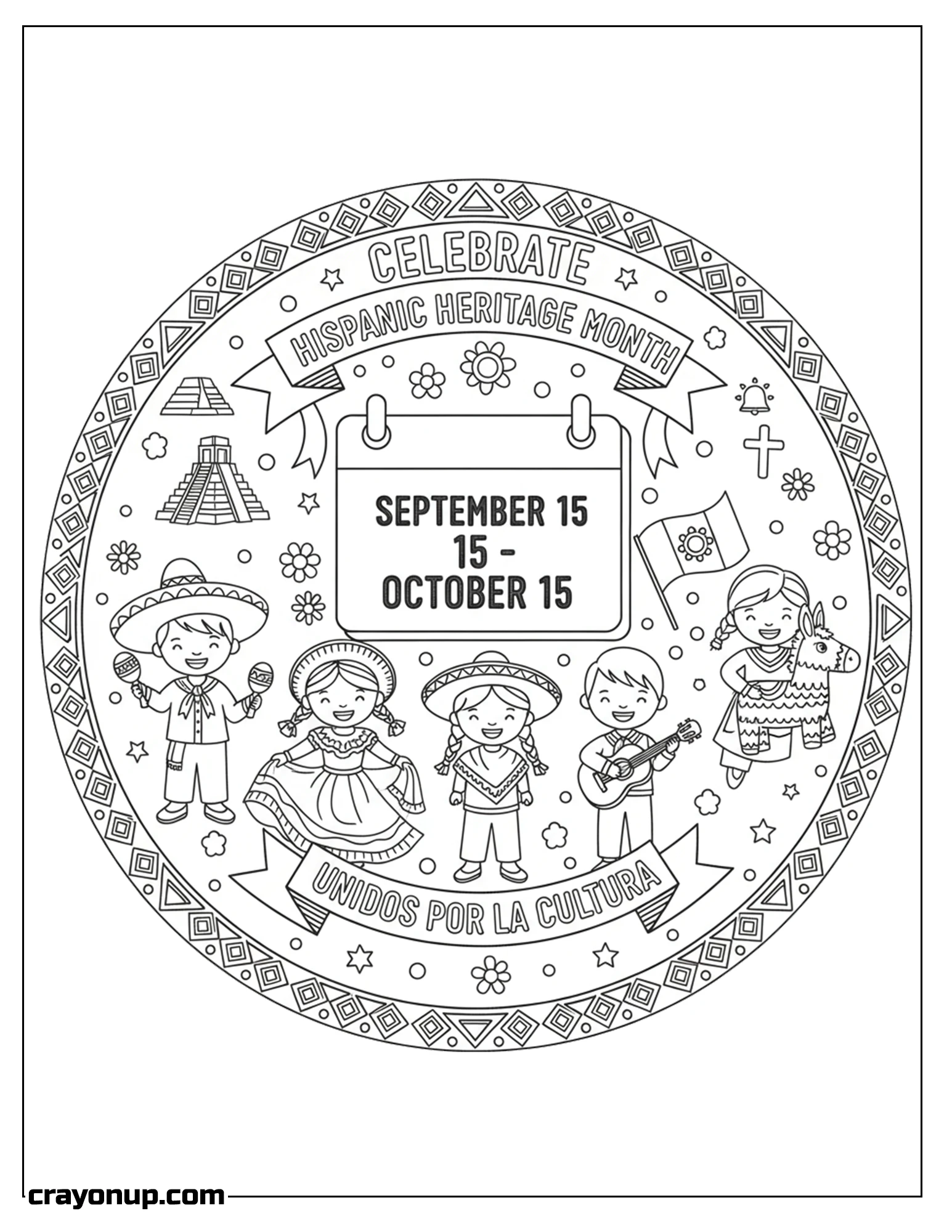 Coloring Page of Simple Hispanic Heritage Month Coloring Sheet Printable