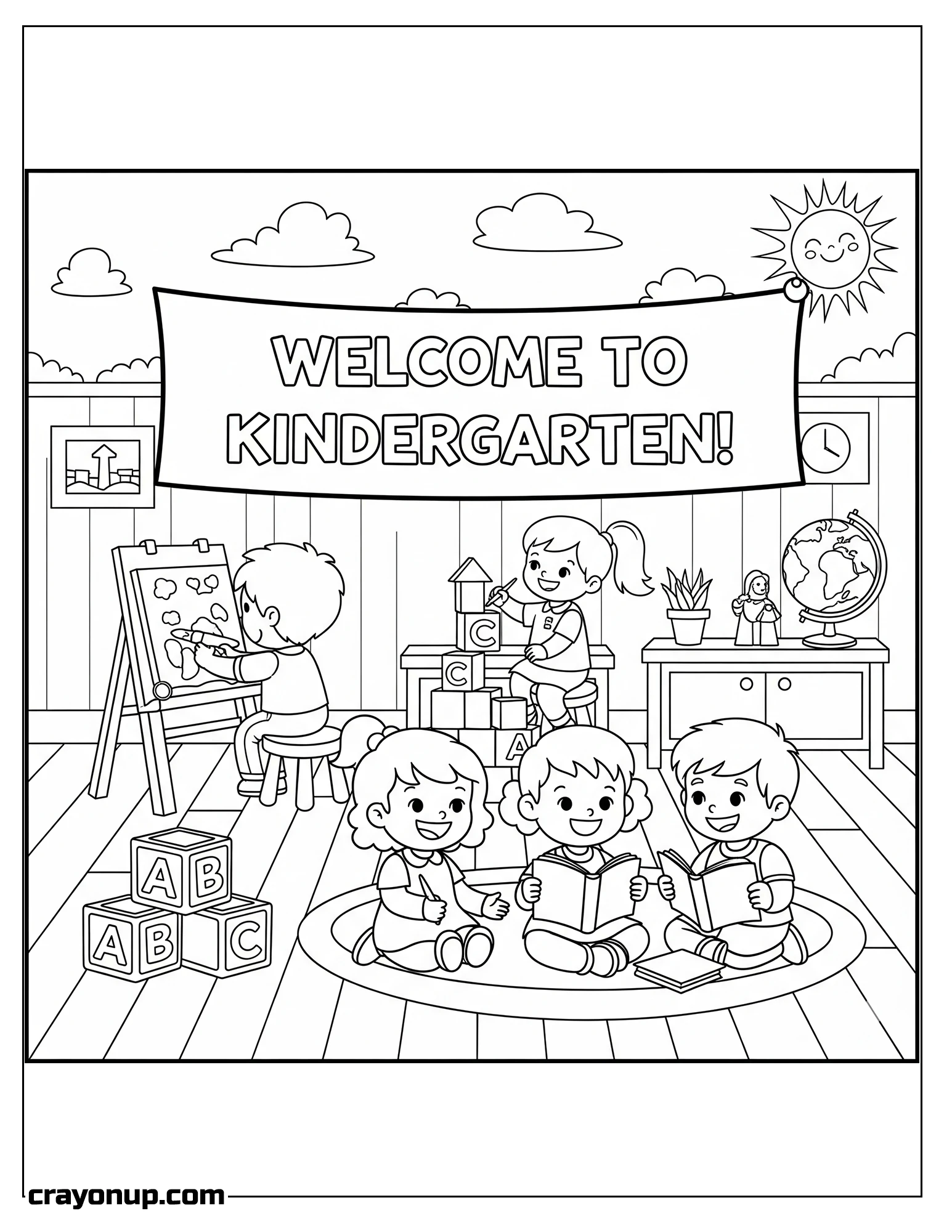 Coloring Page of Simple Kindergarten Coloring Sheet Printable Free
