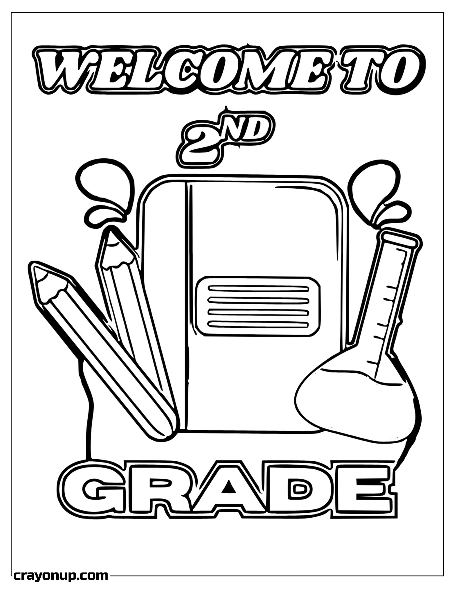 omyy Coloring Page of Simple Notebook Pencils Welcome to Second Grade Coloring Page