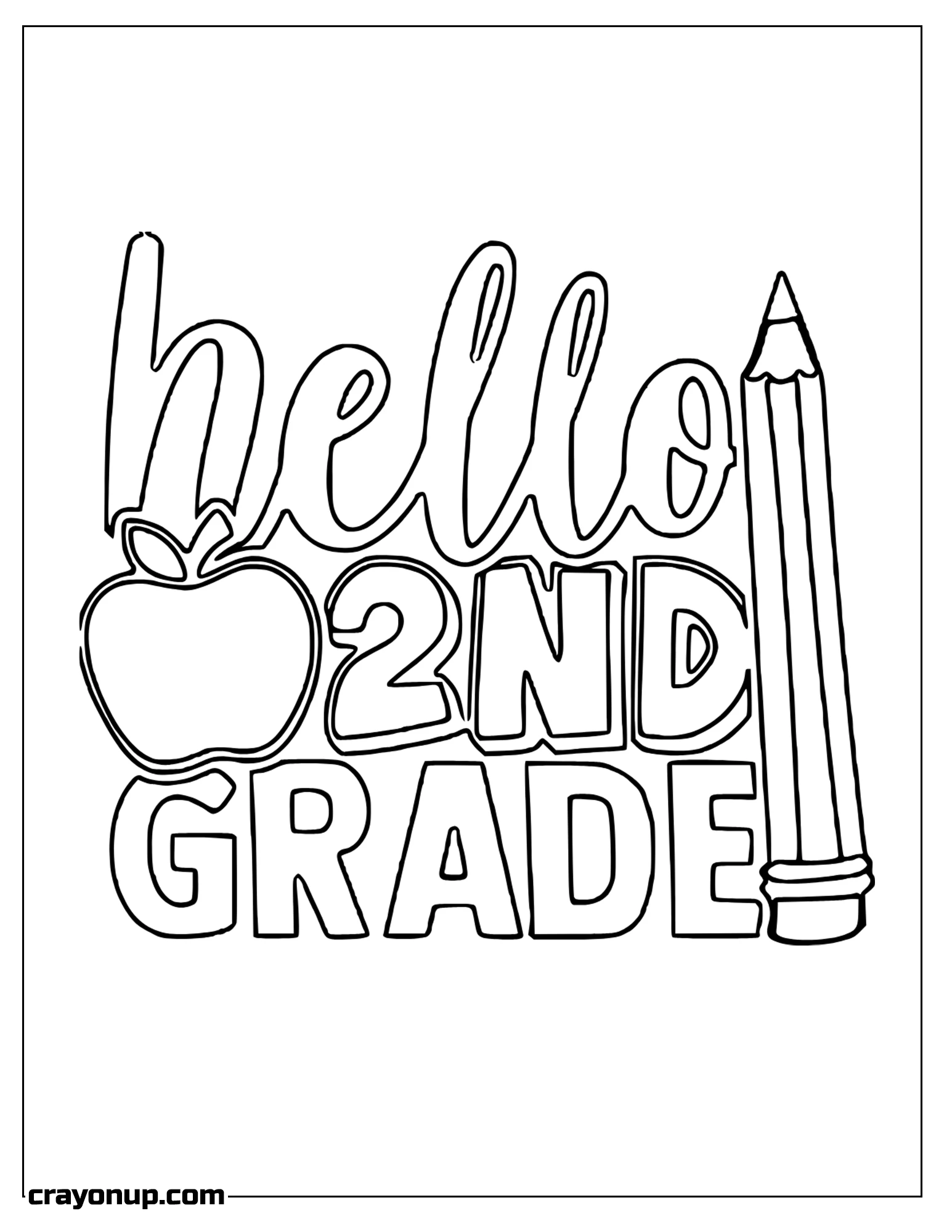 omyy Coloring Page of Simple Outline Welcome to Second Grade Coloring Sheet For Kids