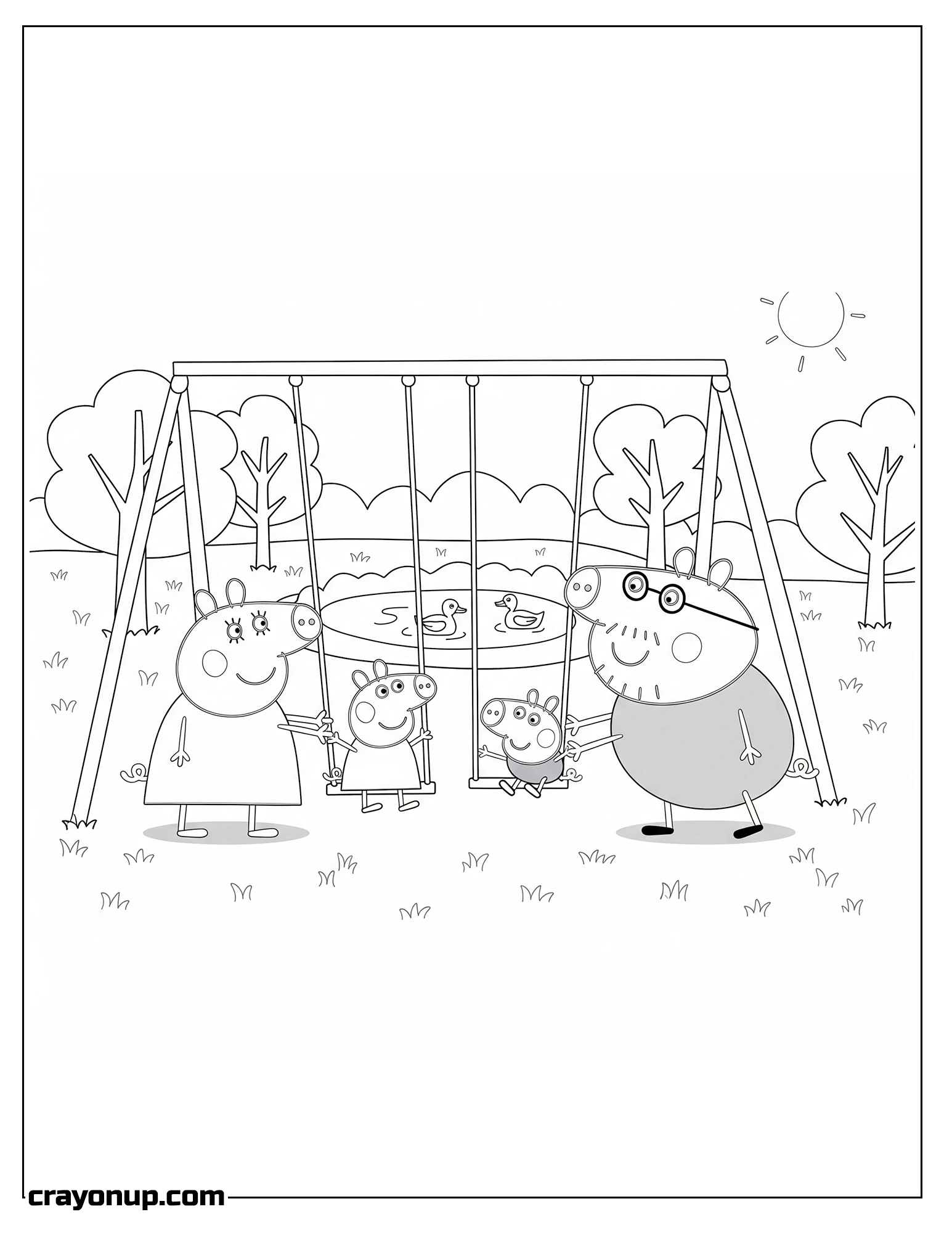 Coloring Page of Simple Peppa Pig Kawaii Coloring Sheet