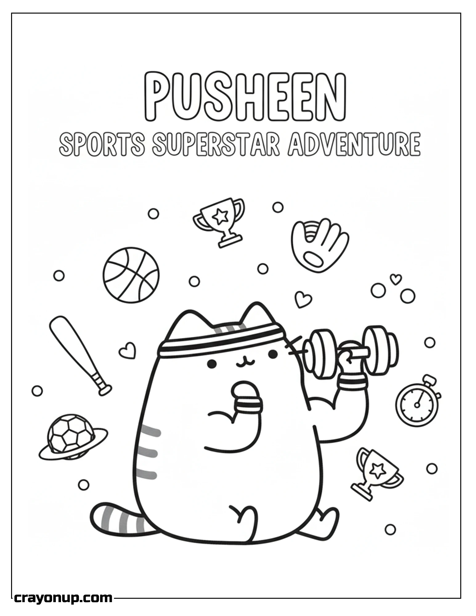 Coloring Page of Simple Pusheen Sports Superstar Adventure Coloring Sheet Printable