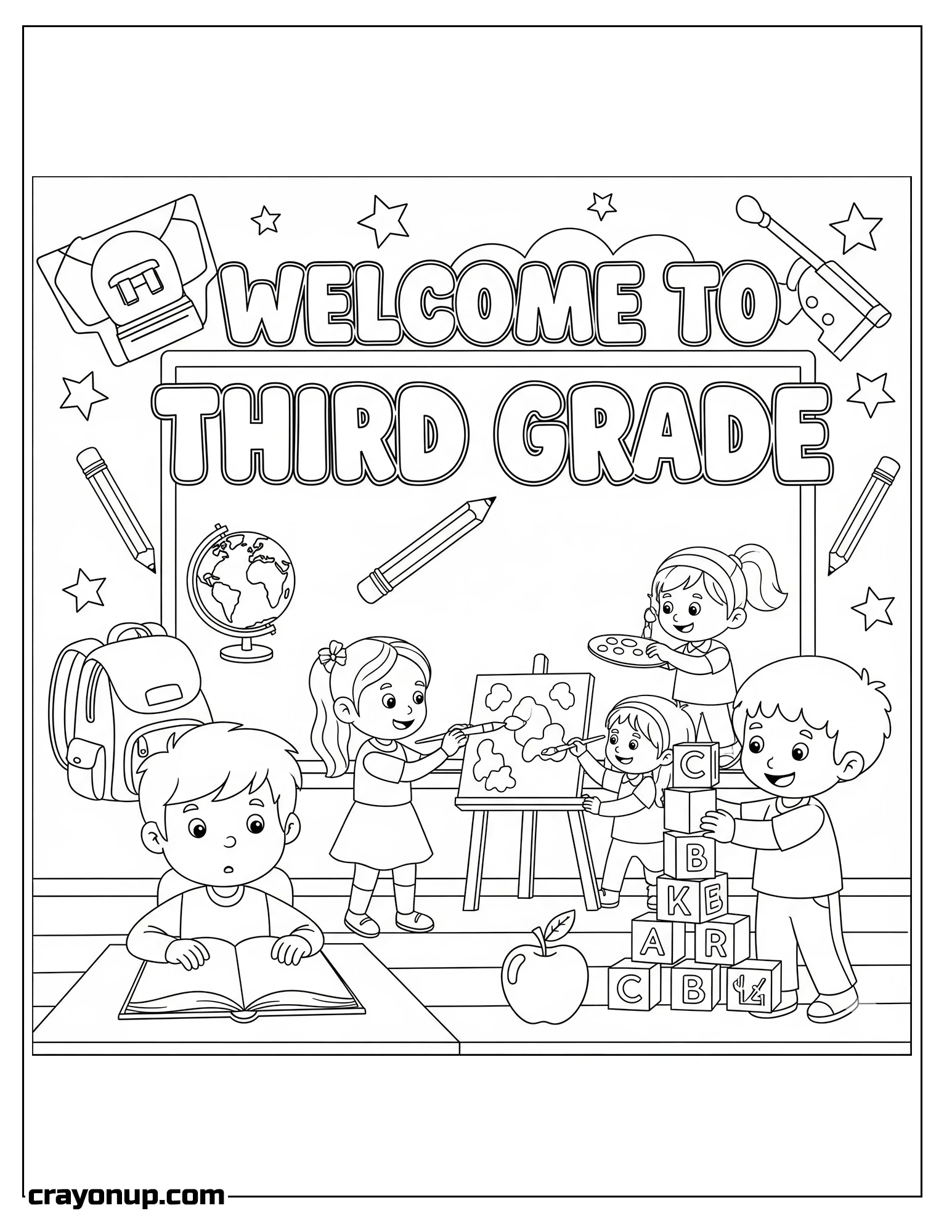 Coloring Page of Simple Third Grade Coloring Sheet Printable Free