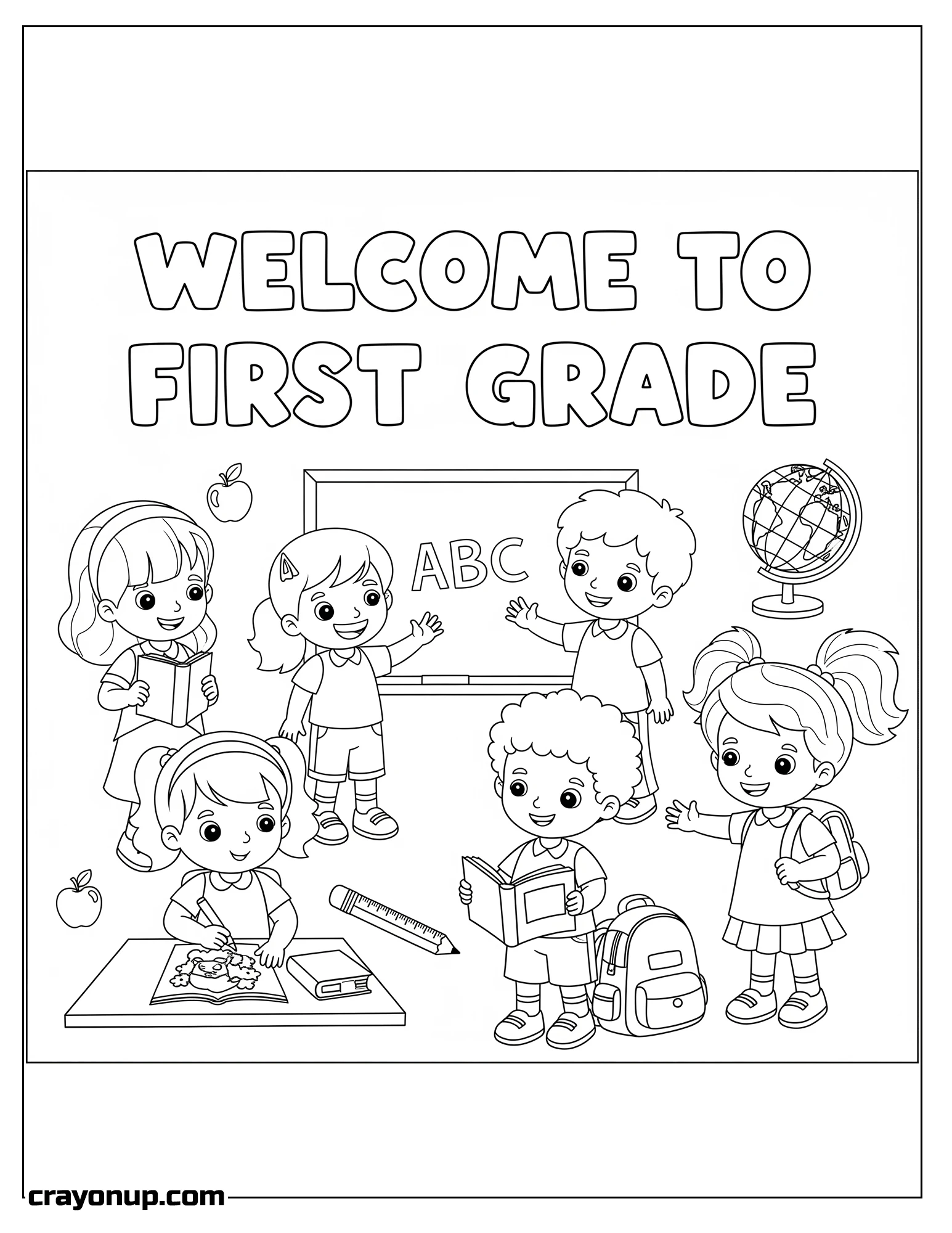 Coloring Page of Simple Welcome to First Grade Coloring Sheet
