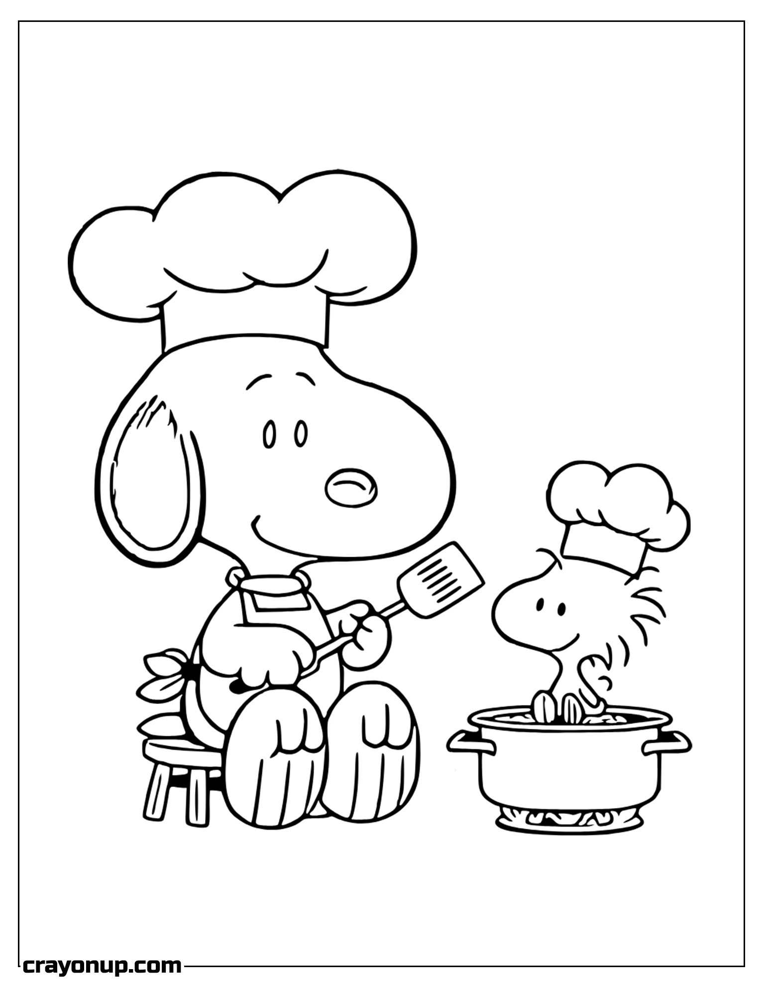 Coloring Page of snoopy Cooking Coloring Page