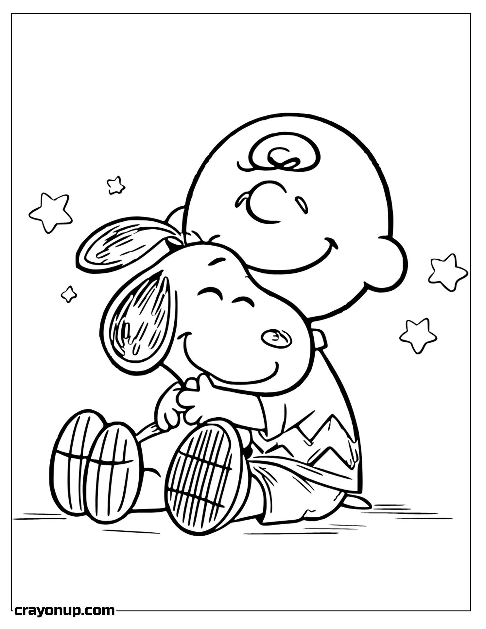 Coloring Page of snoopy Hugging Charlie Brown Coloring Page