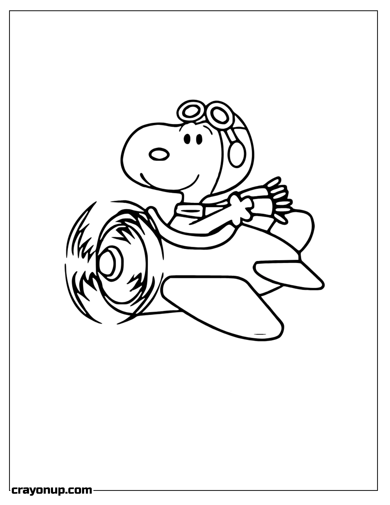 Coloring Page of snoopy in airplane Coloring Page