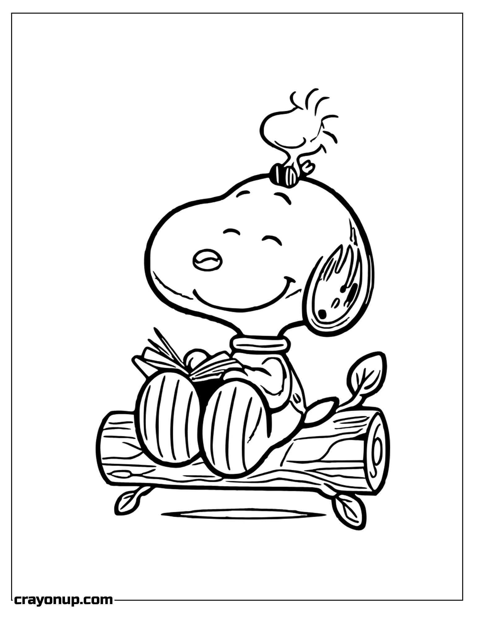Coloring Page of snoopy Reading Book To Color