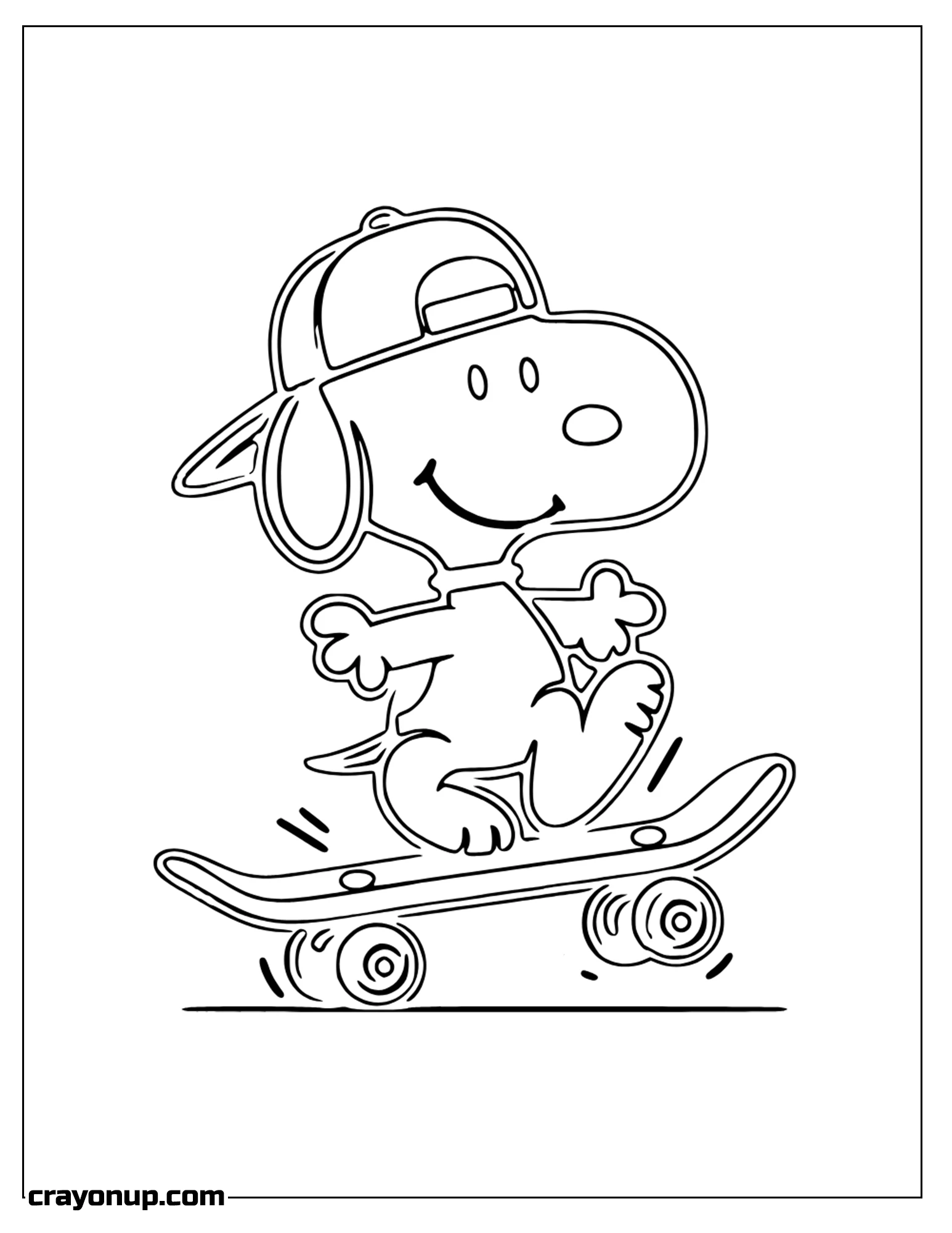Coloring Page of snoopy Skating To Color