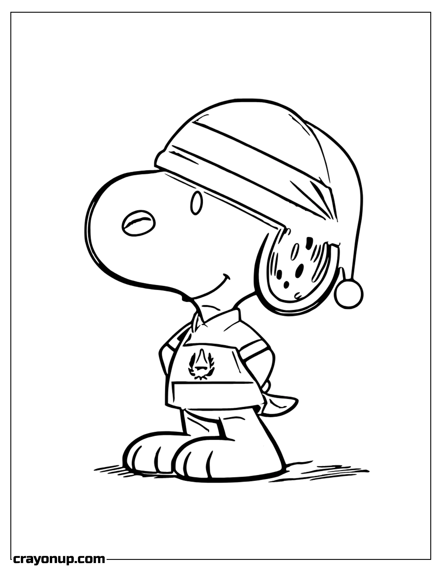 Coloring Page of snoopy Wearing Hat and Shirt To Color