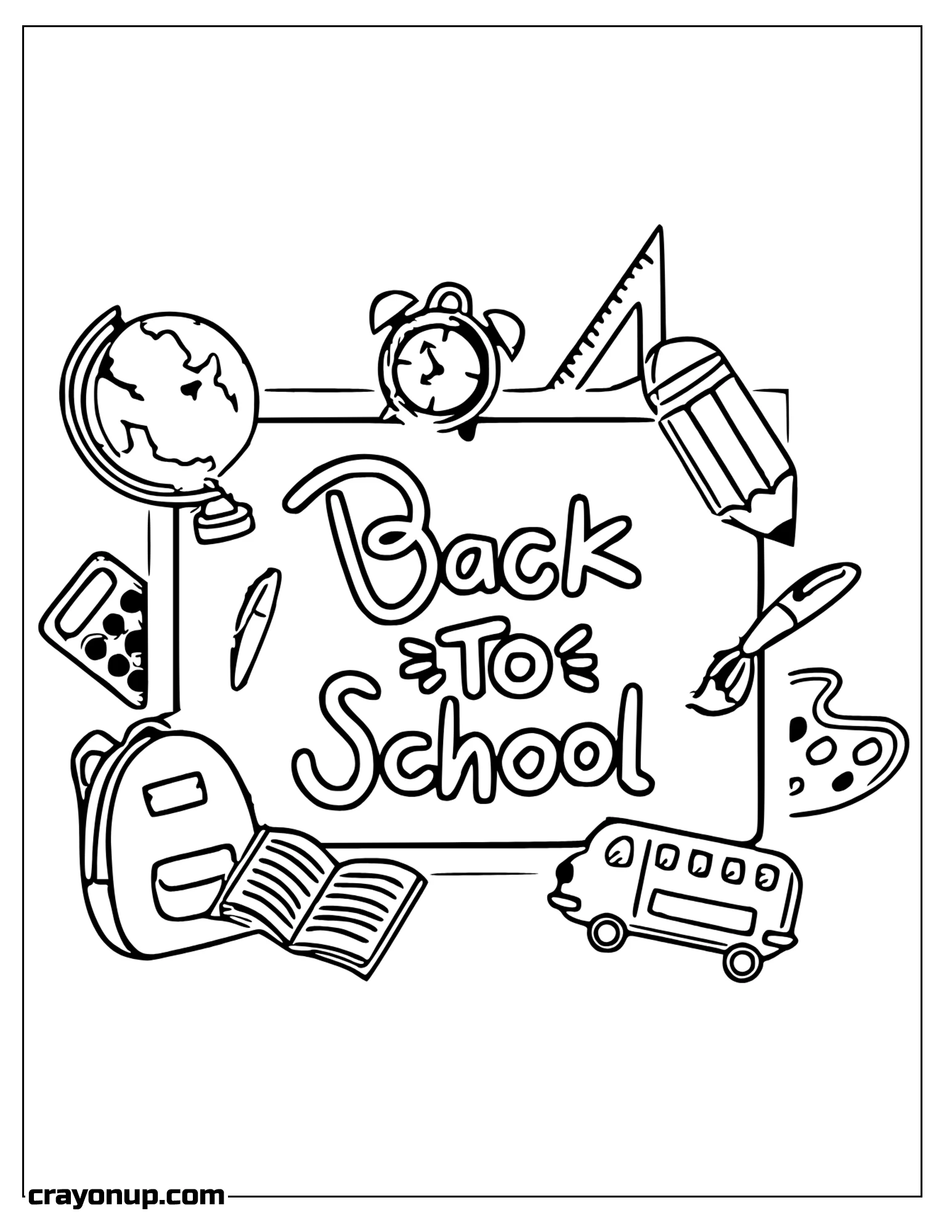 omyy Coloring Page of Welcome Back to School Phrase with Earth Globe