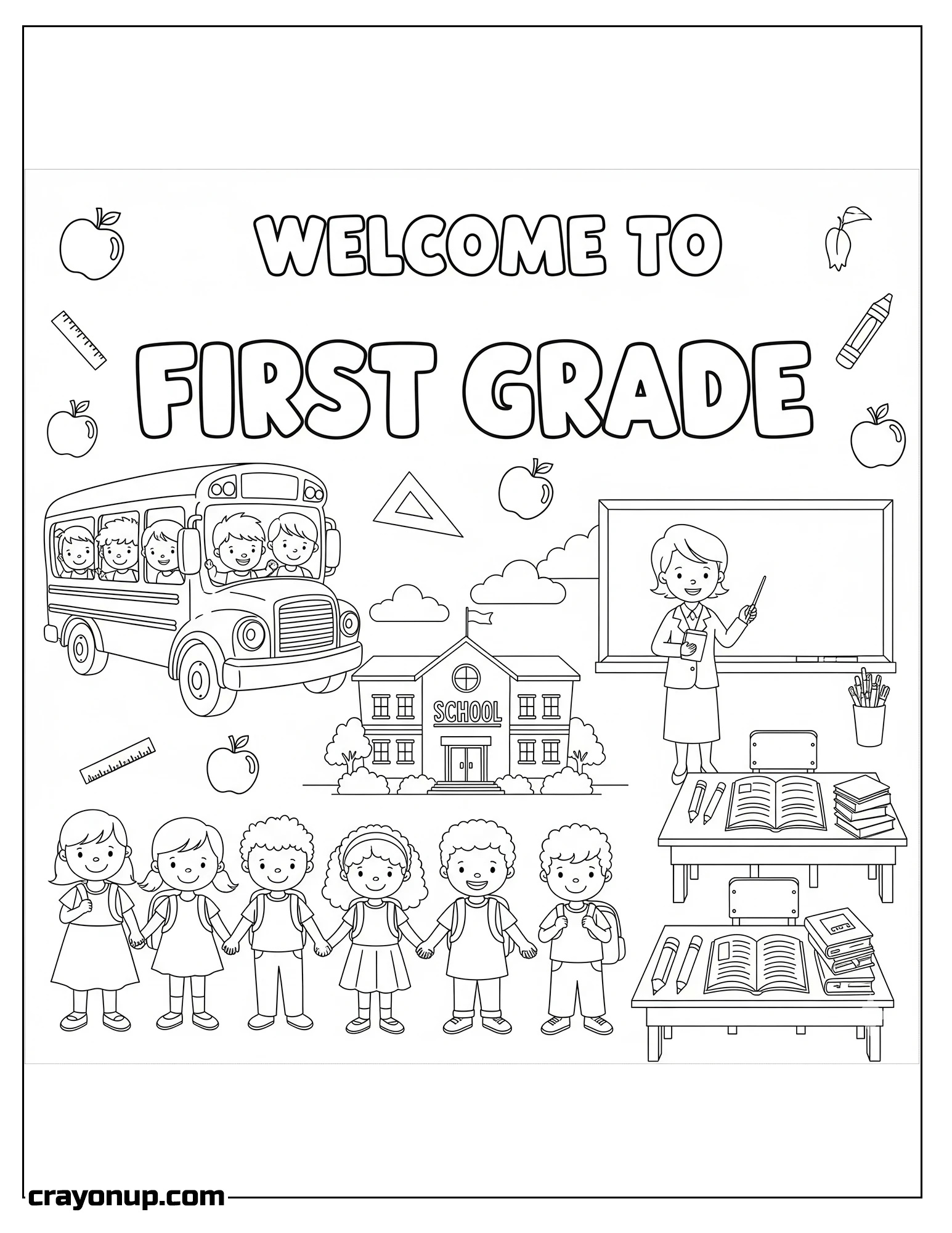 Coloring Page of Welcome to First Grade Cute Coloring Page to Color
