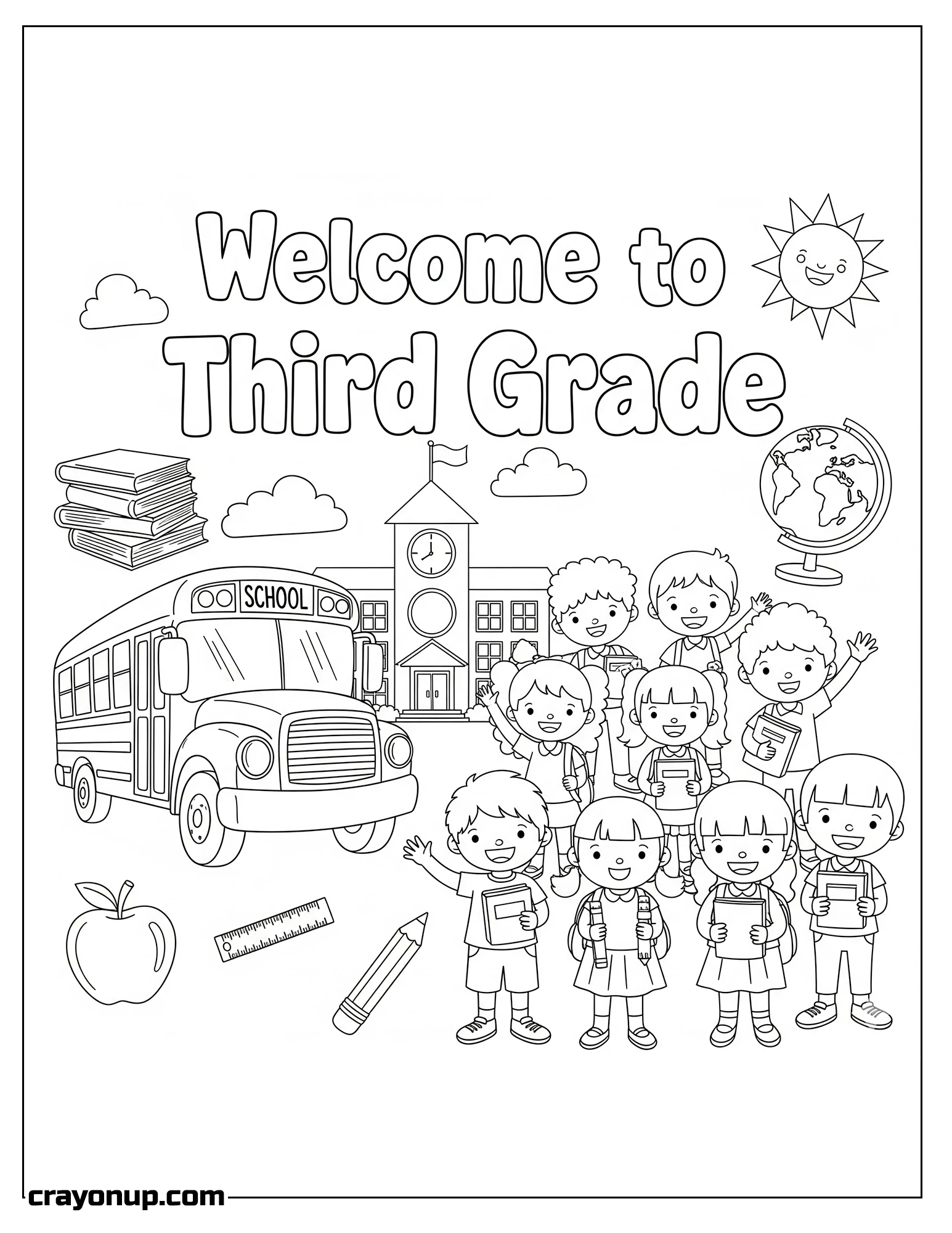 Coloring Page of Welcome to Third Grade Coloring Page – Cute & Fun