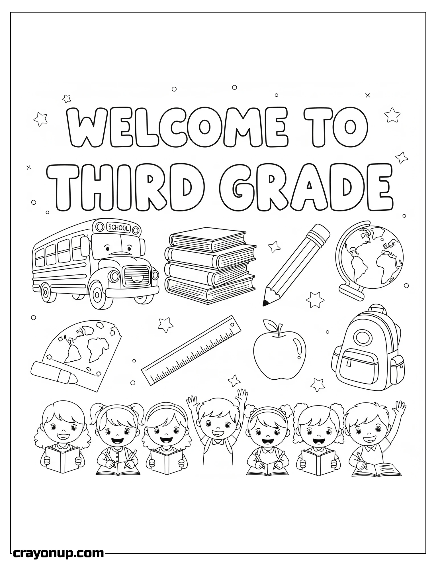 Coloring Page of Welcome to Third Grade Cute Coloring Page Printable