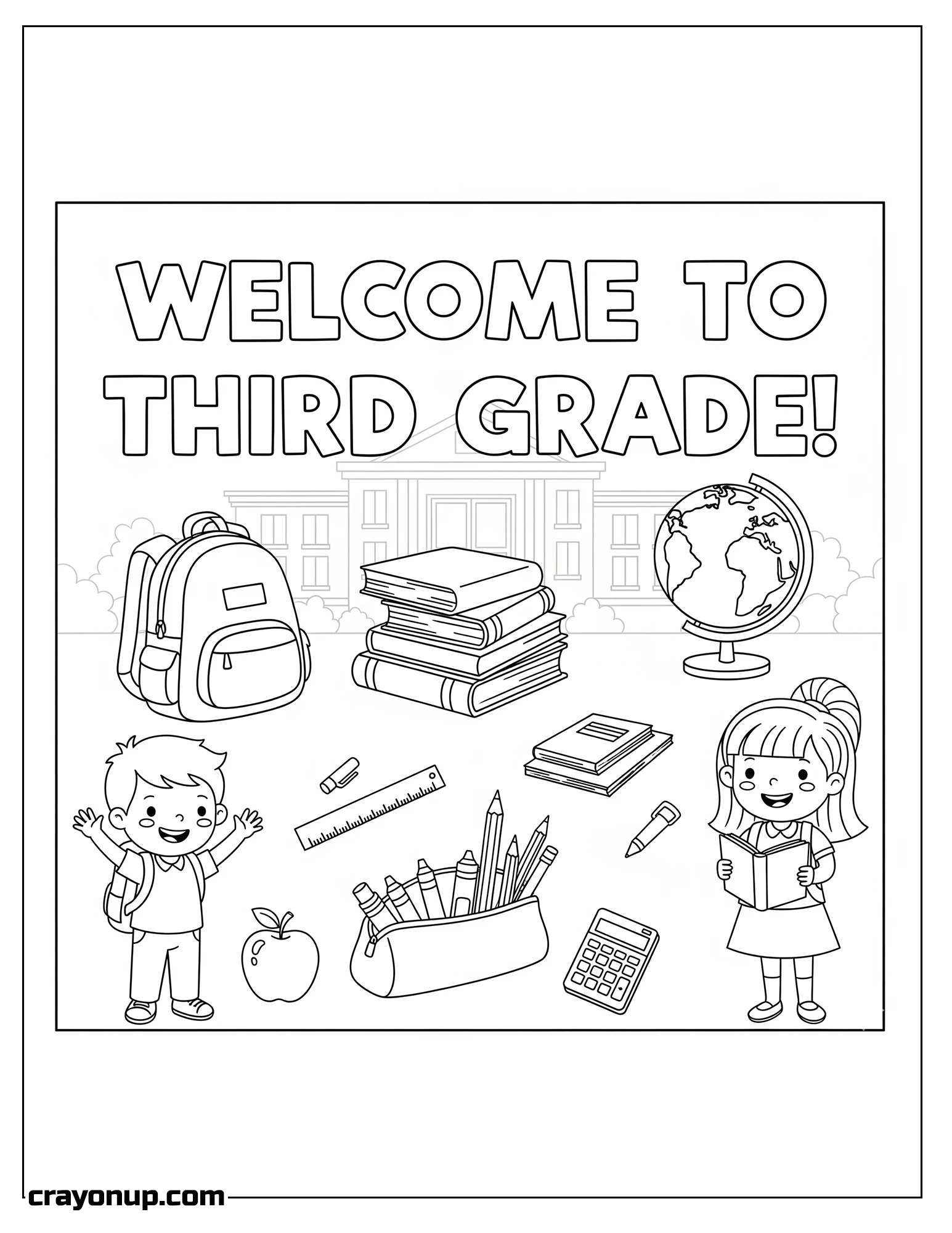 Coloring Page of Welcome to Third Grade Cute Coloring Page to Color